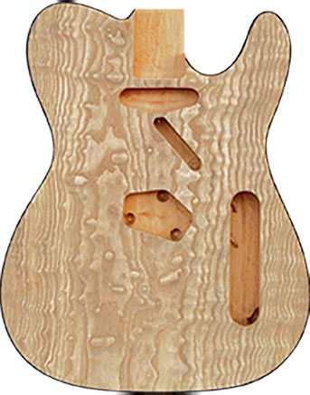 Tele style Basswood electric guitar body with Ash burl top with black top binding