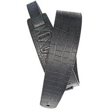 Planetwaves 25ALI01 Leather alligator embossed design guitar strap-black