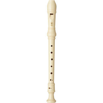 Yamaha soprano recorder with bag in beige or green.