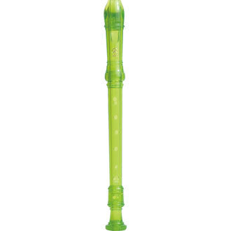 Yamaha soprano recorder with bag in beige or green.