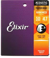 Elixir 16152 acoustic phosphor bronze 12 string gauge 0.10-0.47