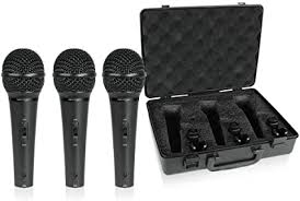 Behringer XM1800S 3 pack microphones with switch and mic holders