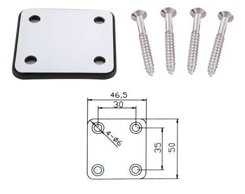 Guitar Neck joint plate with screws 46mm X 50MM