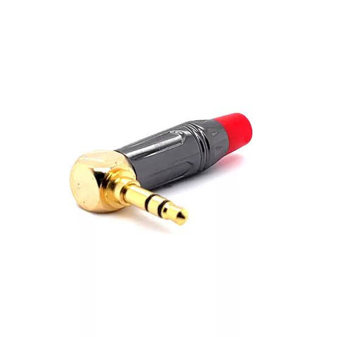 Cyberdyne 3.5mm Male Stereo angled jackplug 10mm OD Gun Nickel Red