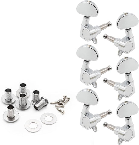 Machineheads Diecast 3L+3R Chrome with Large Oval Head for 10mm Holes