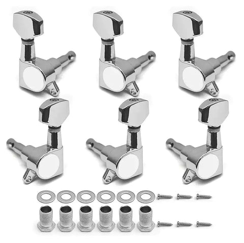 Dixon 3L+3R Diecast Machineheads with Small Square Head in Nickel and Chrome