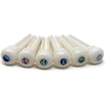 Bridge pin Set of 6 Ox Bone with Abalone dot.