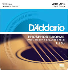 D'Addario Acoustic 12 String Phosphor Bronze Strings 10 Gauge