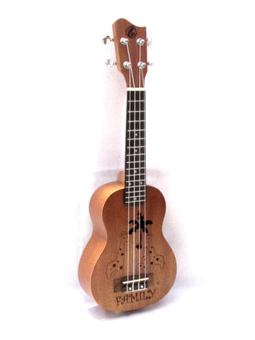 Grape soprano family engraved pattern Mahogany ukulele GKS-45C