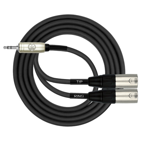 Kirlin Y Cable 3.5mm Stereo Jack Male to 2x XLR Male 2Meter
