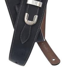 Planetwaves 25LBBOO leather belt buckle guitar strap-black