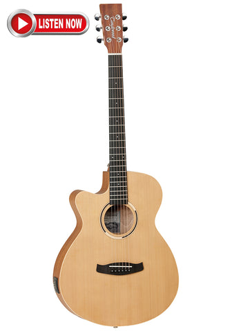 Tanglewood Roadster 2 left-handed acoustic electric guitar with a bag